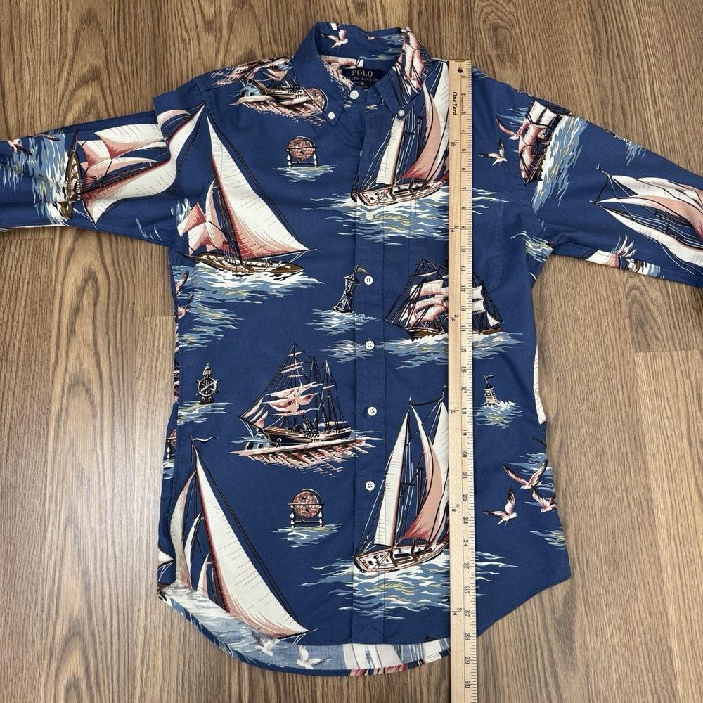 Polo Ralph Lauren Shirt Mens S Blue Sailing All Over Print‎ Button Down Oxford - Picture 16 of 16